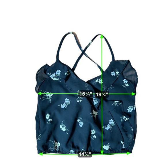 Hollister Floral Black Crisscross Spaghetti Ruffle Top Size S - Picture 10 of 10